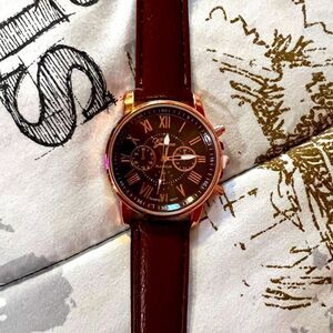 Brown Strap Alloy Fashion Watch
